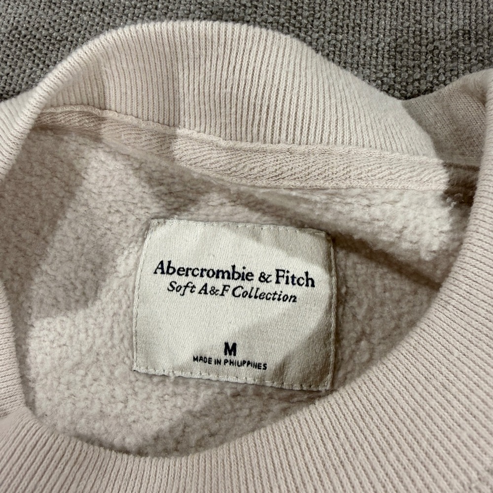 Abercrombie & Fitch Sweatshirt Womens Medium Cream Excellent Paris France Crest - Picture 4 of 8
